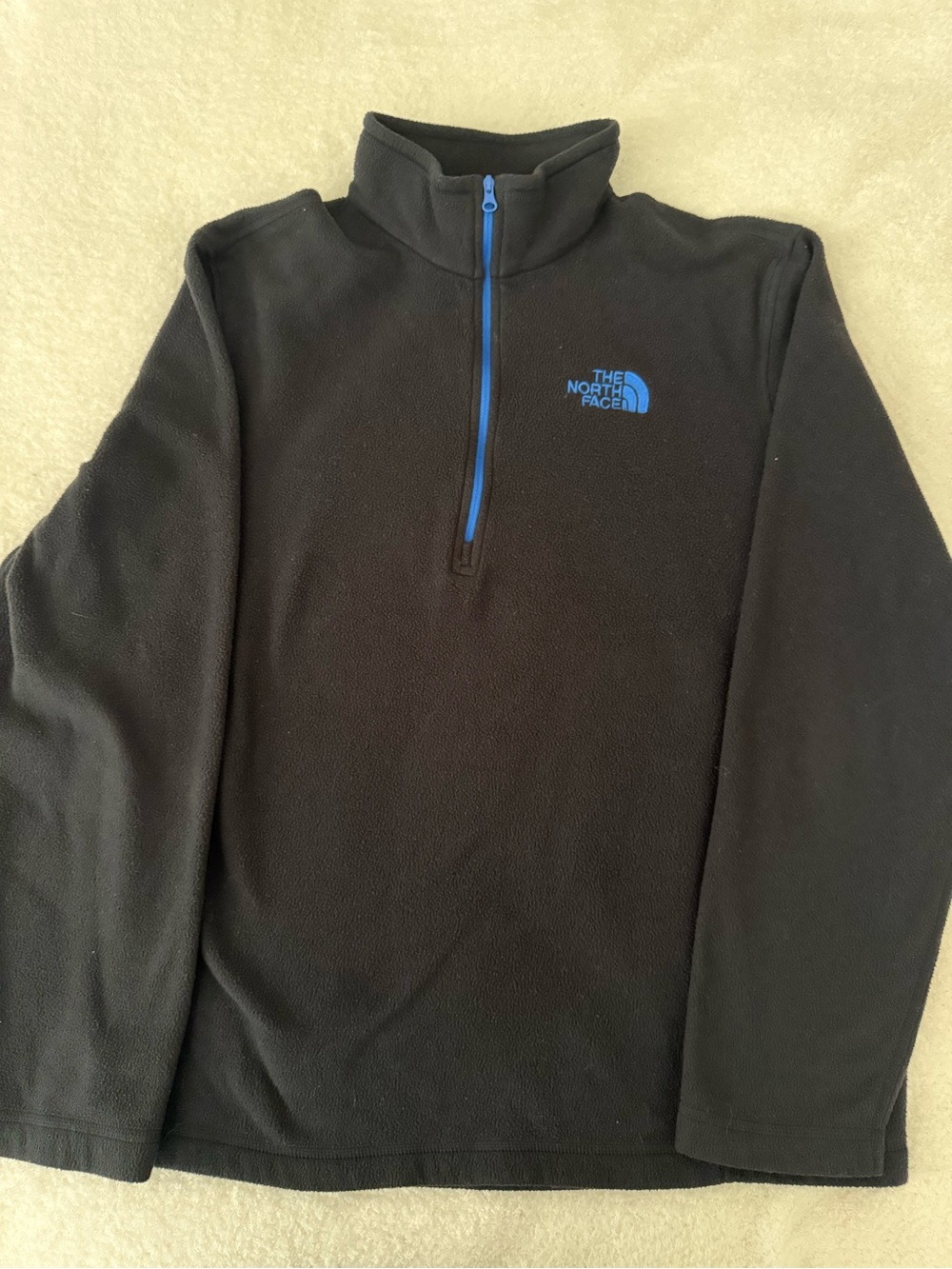 The North Face Men's Black Fleece Quarter-Zip with Blue Accents
